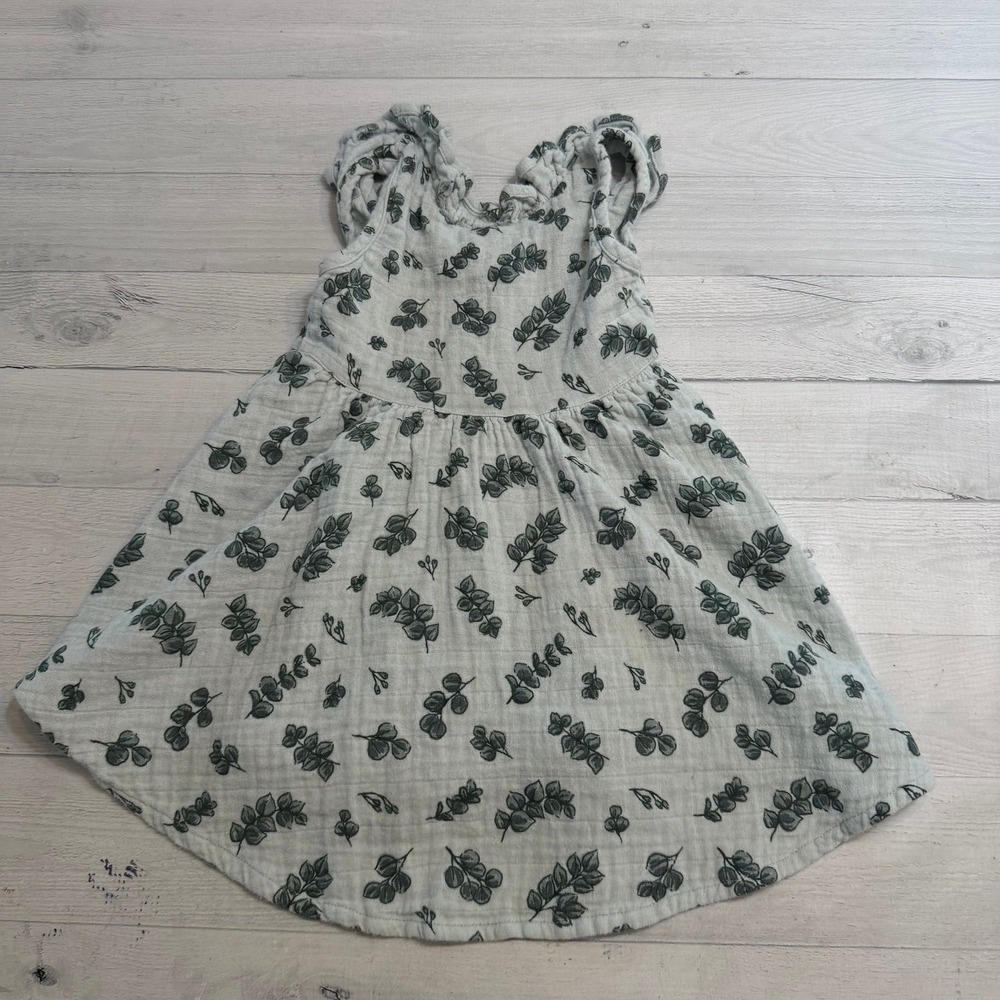 City mouse linen blend dress leaf print 3 years